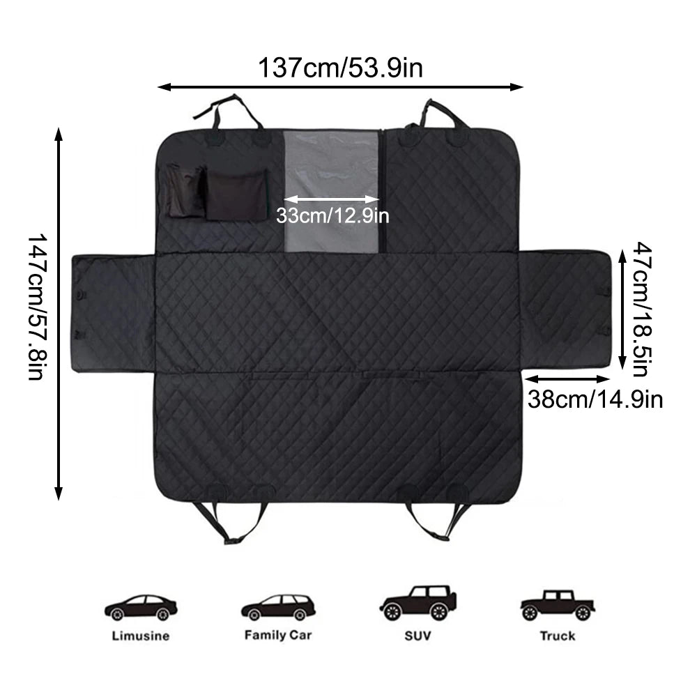 Funda Impermeable para Asiento Trasero con Ventana de Malla | Hamaca Antideslizante para Mascotas