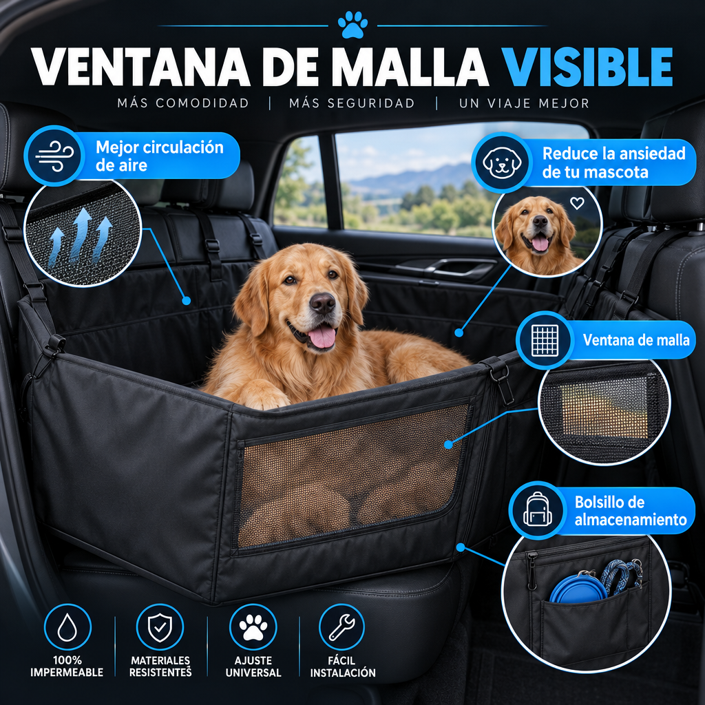 Ventana de malla visible - mejor circulación de aire para tu mascota