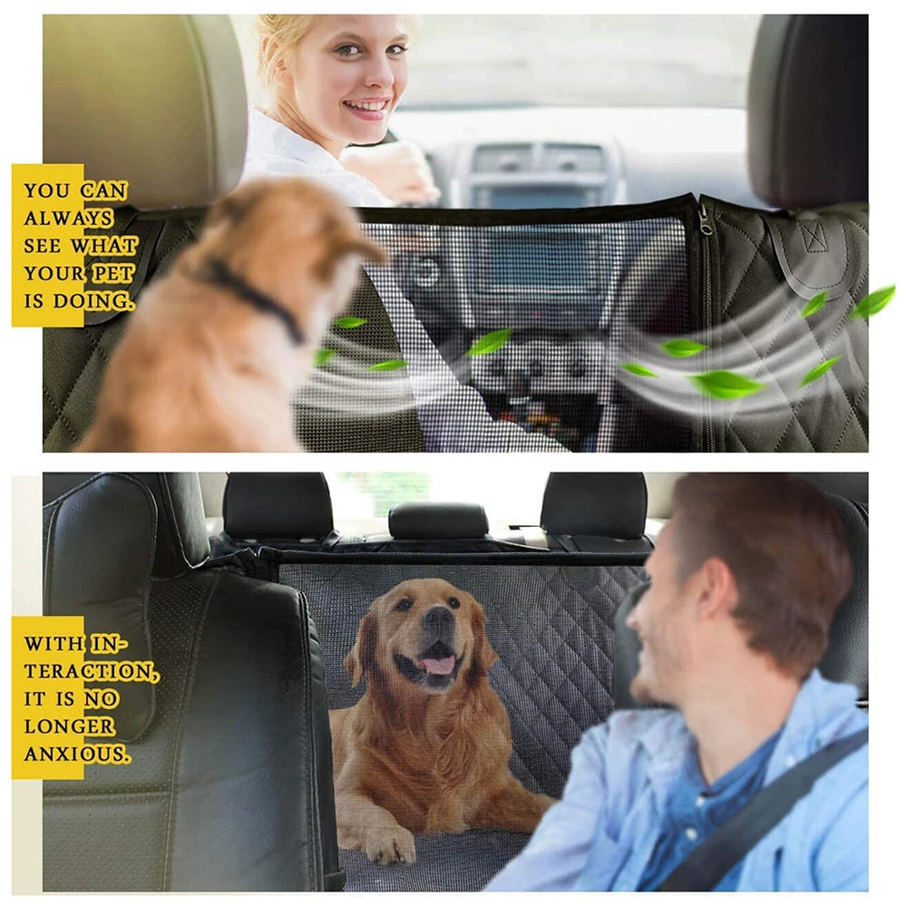 Funda Impermeable para Asiento Trasero con Ventana de Malla | Hamaca Antideslizante para Mascotas
