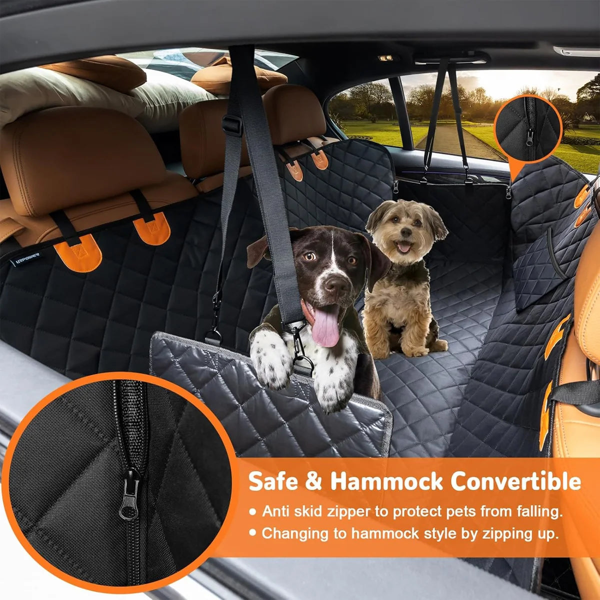 Waterproof Dog Car Seat Cover, Hard Bottom Pet Backseat Protector, Non‑Slip Pet Travel Mat for Car SUV