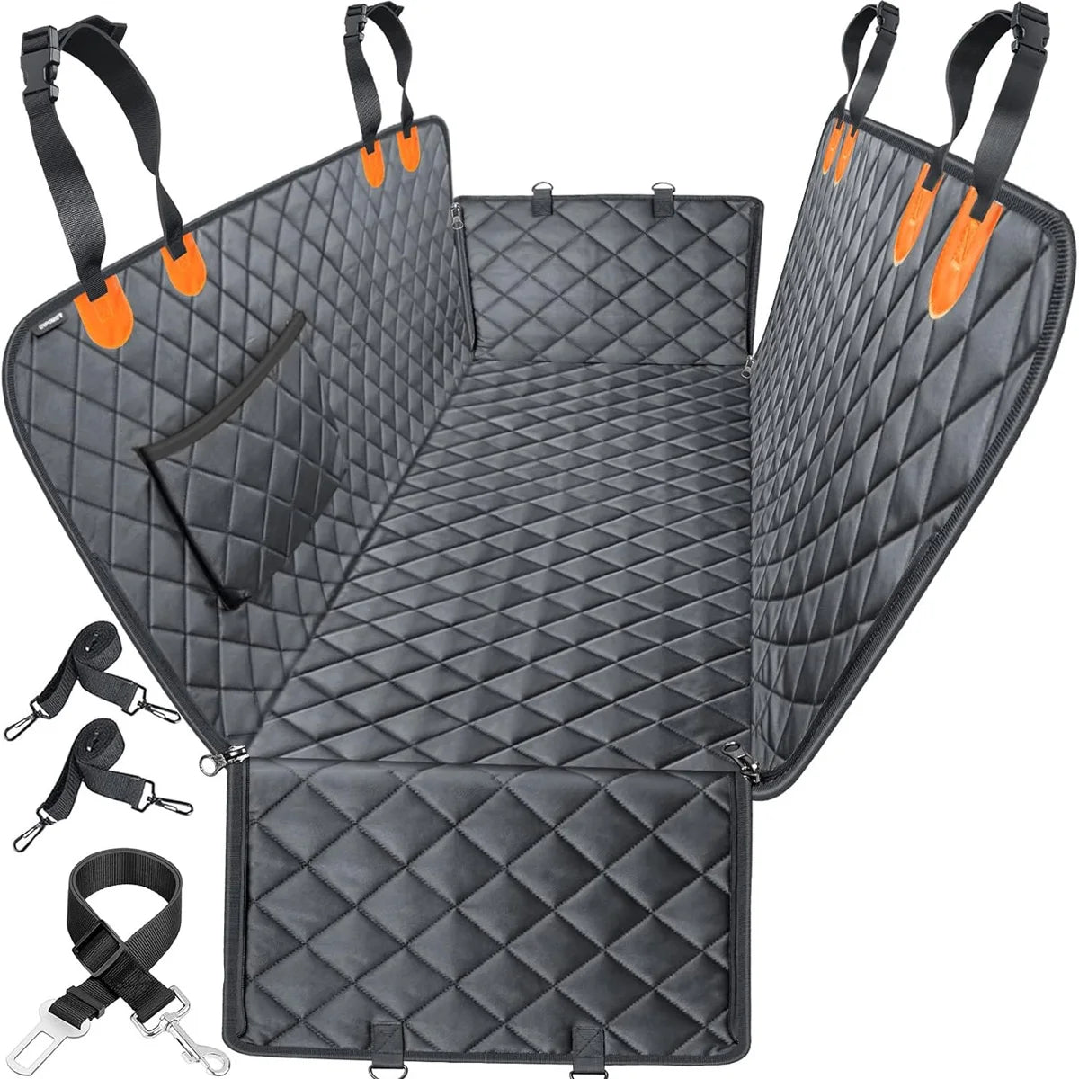 Waterproof Dog Car Seat Cover, Hard Bottom Pet Backseat Protector, Non‑Slip Pet Travel Mat for Car SUV