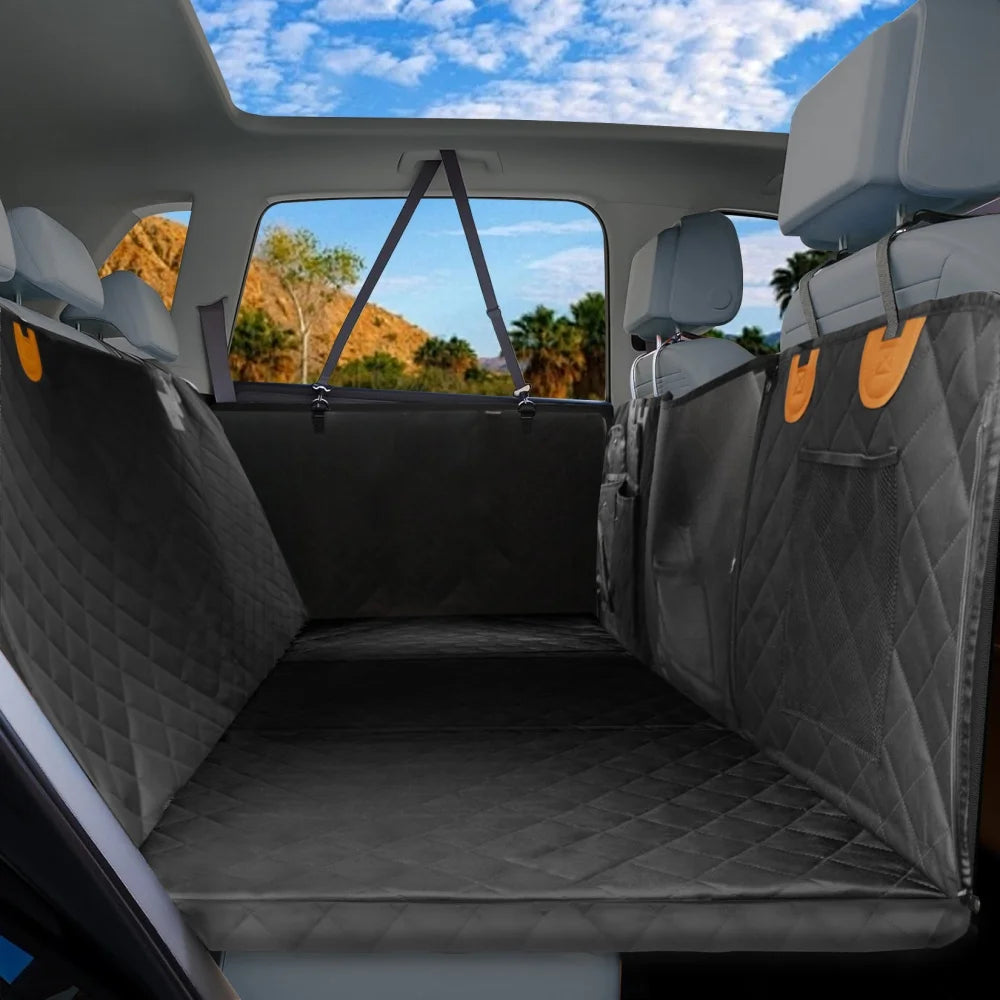 Funda Impermeable Extensora de Asiento Trasero para Perros | Hamaca para Carro con Bolsillo y Ventana de Malla
