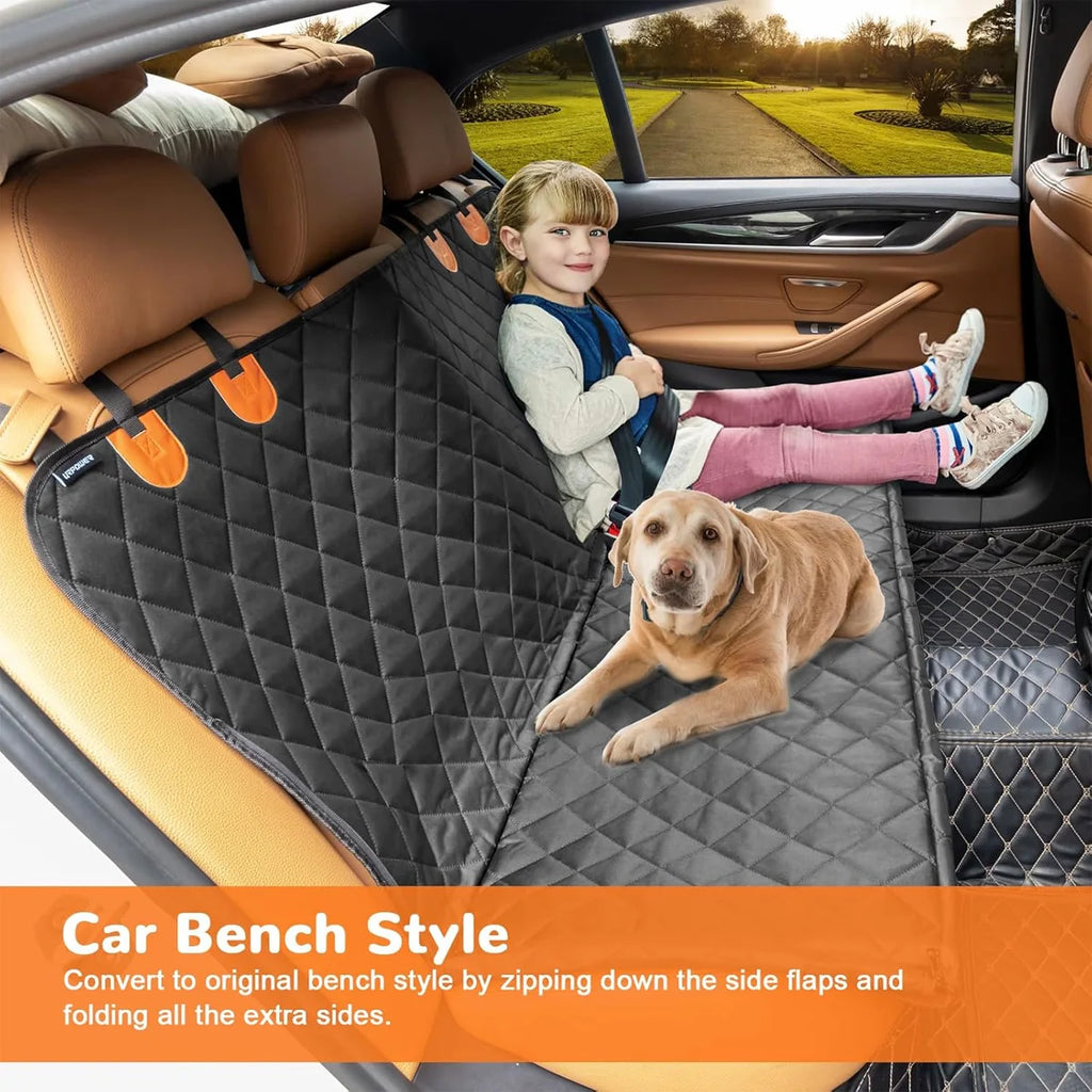 Waterproof Dog Car Seat Cover, Hard Bottom Pet Backseat Protector, Non‑Slip Pet Travel Mat for Car SUV